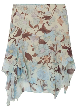 Stella McCartney Lady Garden-print silk chiffon skirt - Blue