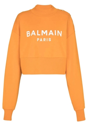Balmain logo-print organic-cotton sweatshirt - Orange
