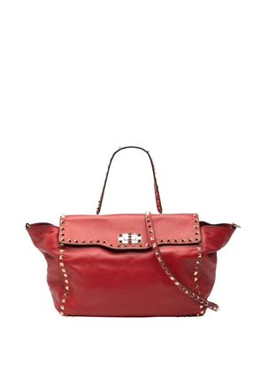 Valentino Garavani Pre-Owned 2000-2025 Medium Leather Rockstud Trapeze Flap satchel - Red