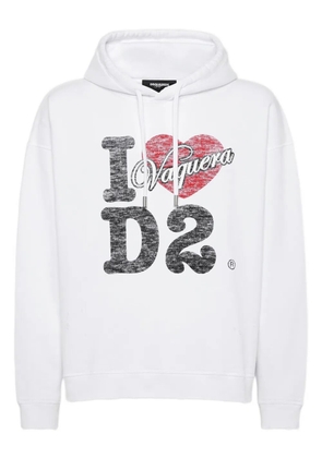 DSQUARED2 Vaquera Destroyed Relax-Fit hoodie - White