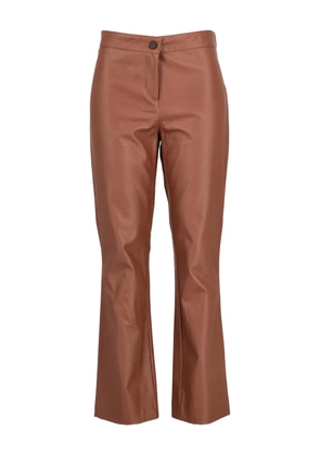 Vintage button leather trousers - Brown