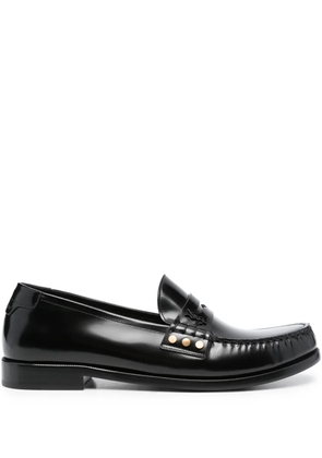 Saint Laurent almond-toe leather loafers - Black