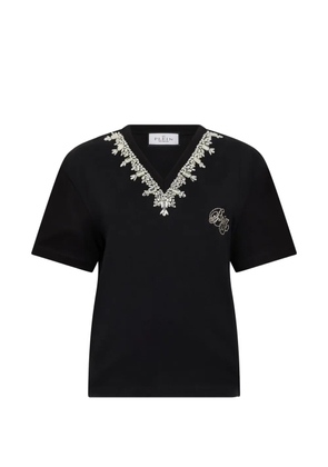 Philipp Plein crystal-embellished V-neck T-shirt - Black