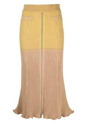 Rabanne panelled rib-detail midi skirt - Yellow
