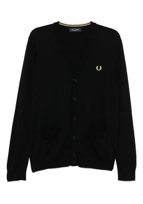 Fred Perry embroidered-logo cardigan - Black