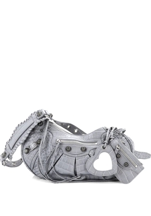Balenciaga Pre-Owned Le Cagole Giant Studs Crocodile Embossed Leather Small shoulder bag - Grey