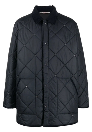 Valentino Garavani Rockstud diamond-quilted short coat - Blue