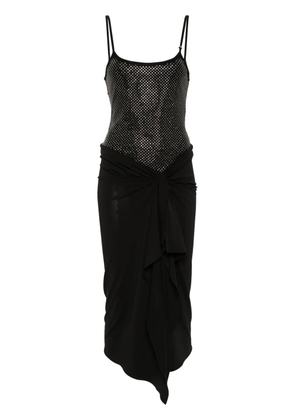 The Attico rhinestone-embellished midi dress - Black