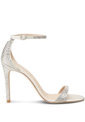 Stuart Weitzman 100mm Nudist Shine Sandals - Silver