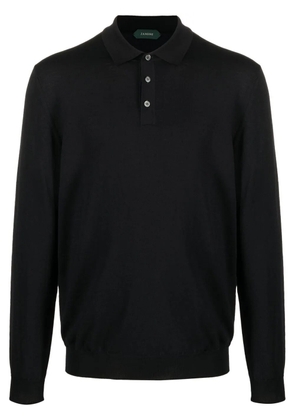 Zanone virgin wool blend polo shirt - Black