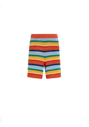 Marni crochet-knit striped shorts - Orange
