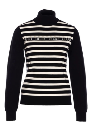 LIU JO pearl-embellished striped sweater - Black