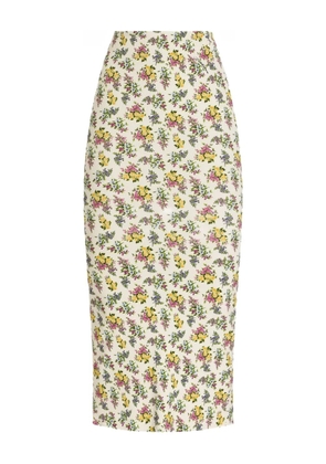 Dolce & Gabbana floral-print pencil skirt - White
