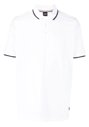 BOSS logo-embossed cotton polo shirt - White