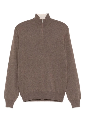 Barba high-neck zipped sweater - Brown