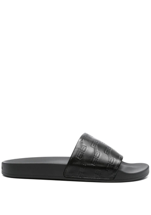Balenciaga BB-monogram leather pool slides - Black