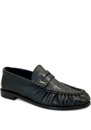Saint Laurent logo-plaque leather loafers - Black