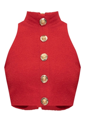 Balmain high-neck button-detail top - Red