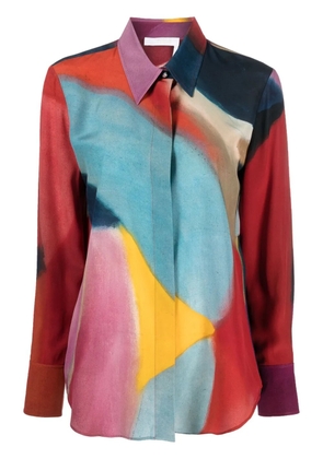 Chloé abstract-print silk shirt - Blue