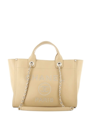 CHANEL Pre-Owned Deauville Studded Caviar Small tote bag - Neutrals