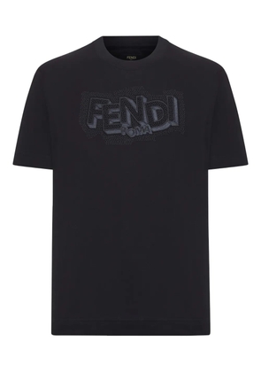 FENDI graphic-embroidered T-Shirt - Black