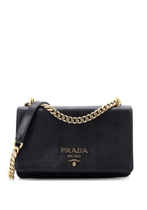 Prada Pre-Owned Chain Flap Crossbody Bag Tessuto and Saffiano Leather Medium shoulder bag - Black