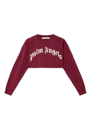 Palm Angels curved-logo cropped sweatshirt - Red