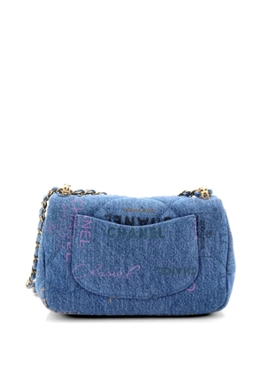 CHANEL Pre-Owned Denim Mood Flap Bag Logo Printed Quilted Denim Small crossbody bag - Blue