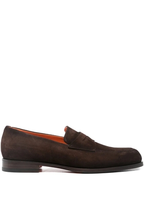 Santoni penny-slot suede loafers - Brown