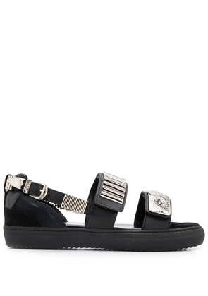 Toga Pulla embossed strap sandals - Black