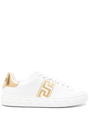 Versace Greca-embroidered leather sneakers - White