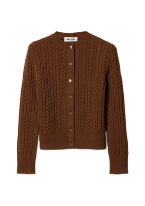 Miu Miu cable-knit logo cardigan - Brown