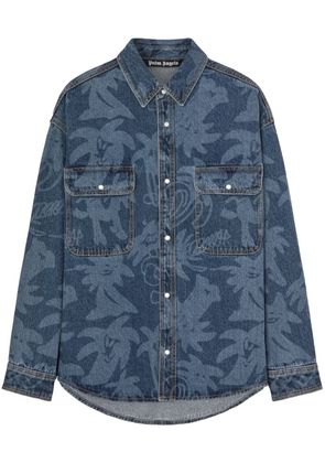 Palm Angels Palmity laser-print denim shirt - Blue