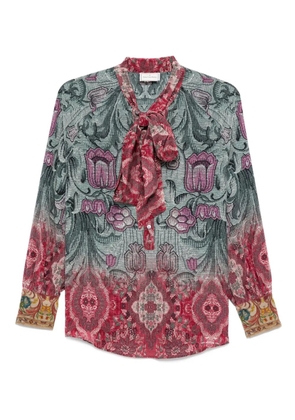 Pierre-Louis Mascia floral-print pussy-bow shirt - Green