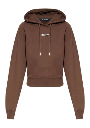 Jacquemus logo-patch hoodie - Brown