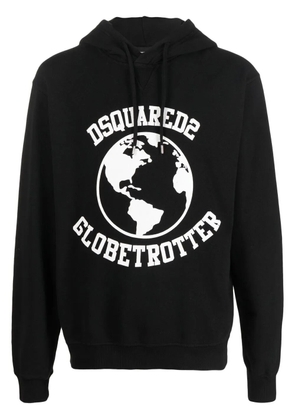 DSQUARED2 Globetrotter logo-print hoodie - Black