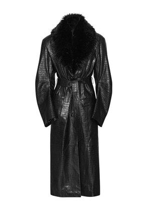 ROTATE BIRGER CHRISTENSEN faux fur-collar leather coat - Black