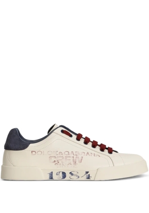 Dolce & Gabbana printed-logo lace-up sneakers - Neutrals