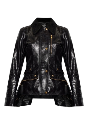 Alexander McQueen corduroy-collar leather jacket - Black