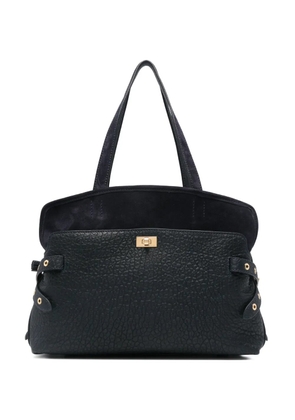 Anya Hindmarch grained-leather eyelet-detail tote bag - Blue