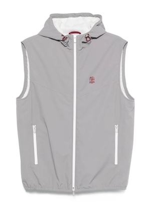 Brunello Cucinelli hooded zip-front vest - Grey