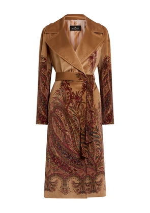 ETRO paisley-print velvet coat - Brown