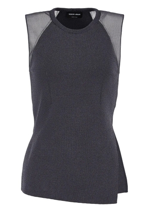 Giorgio Armani semi-sheer sleeveless knitted top - Black