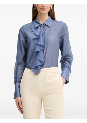 FRACOMINA ruffled buttoned shirt - Blue