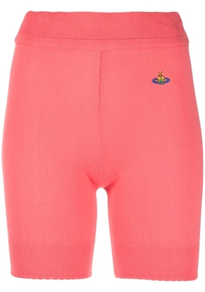 Vivienne Westwood embroidered-logo ribbed-knit shorts - Pink