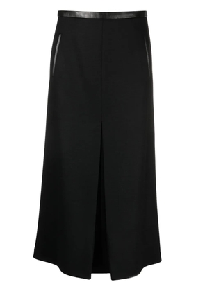 Saint Laurent pleat-detail wool-blend midi skirt - Black