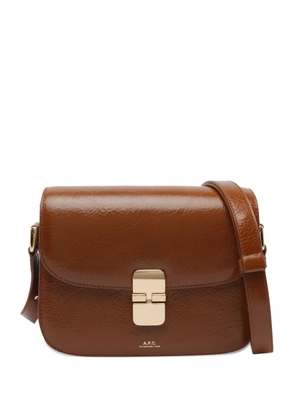 A.P.C. small Grace interlocking-closure calfskin cross body bag - Brown
