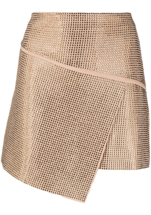 ANDREĀDAMO crystal-embellished asymmetric wrap skirt - Neutrals