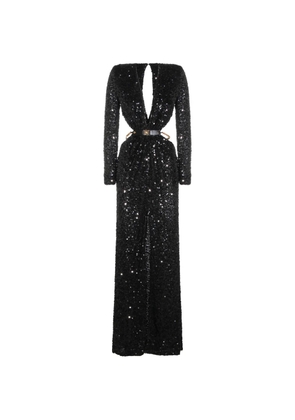 Elisabetta Franchi V-neck belt maxi dresses - Black