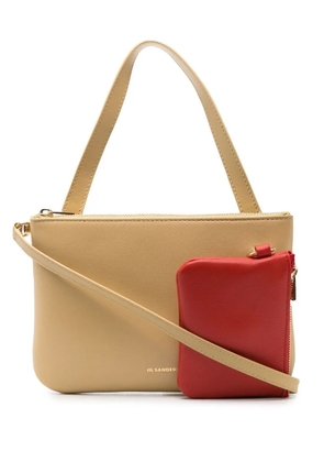 Jil Sander logo-lettering leather crossbody bag - Neutrals